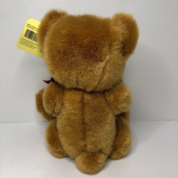 Vintage One Of A Kind Plush Bear 9" Brown Bear with Merlot Bow Collectible - Picture 3 of 8